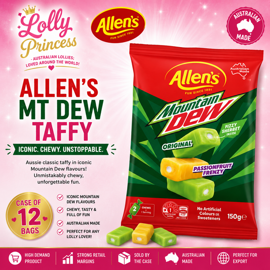 Allen's Lollies - Mt Dew Taffy 190gm (Case x12)