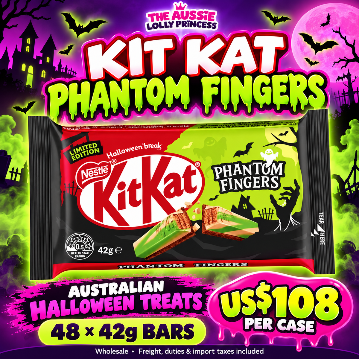 Australian Kit Kat Phantom Fingers 4x Finger 42gm (Case of 48)