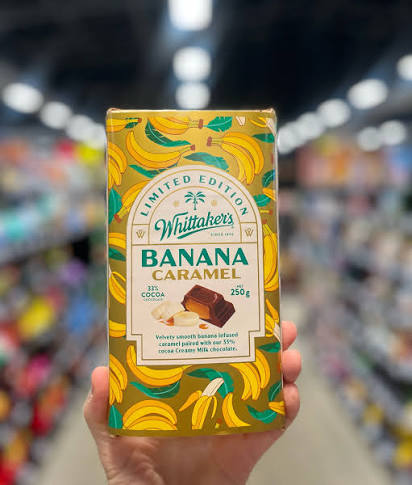 New Zealand Whittaker’s Banana Caramel Chocolate Block 250gm (Case of 12)