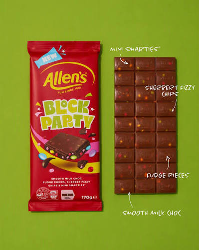 Australian Allen's Chocolate 170gm - Block Party (Case of 13)