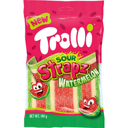 Trolli Sour Strapz 140gm - Watermelon (Case of 10)