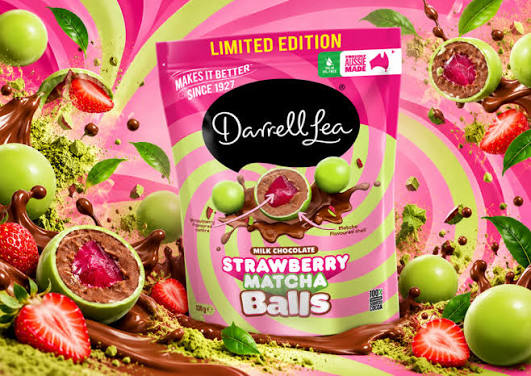 Australian Darrell Lea Strawberry Matcha Balls 130gm (12 per case)