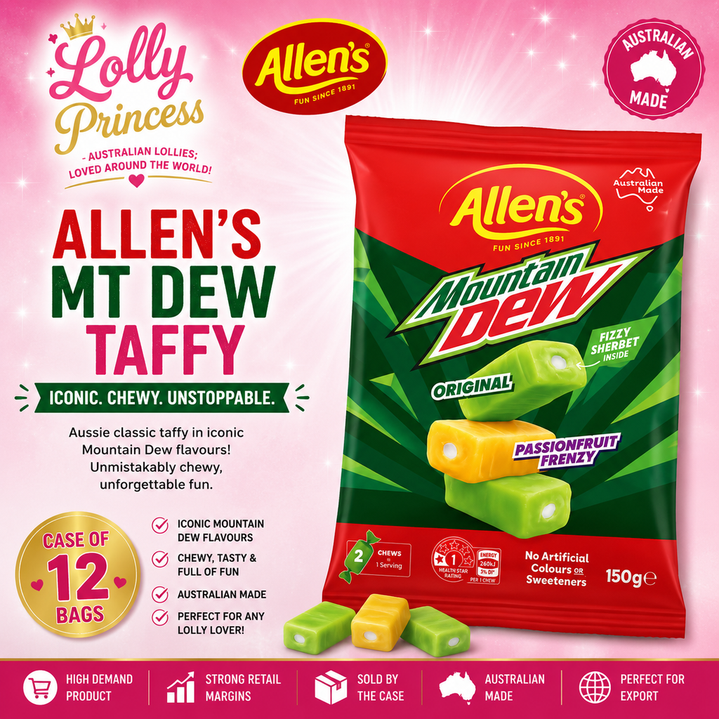 Allen's Lollies - Mt Dew Taffy 190gm (Case x12)