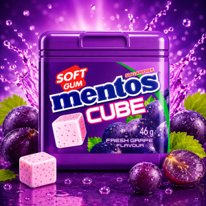 Mentos Cube Gum Grape 46gm (Case of 4)