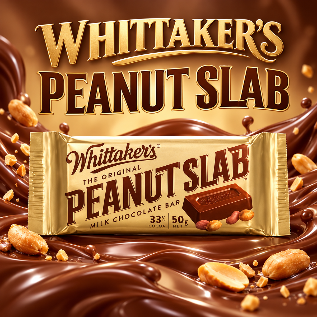 New Zealand Whittaker’s Peanut Slab 50gm (Case of 50)