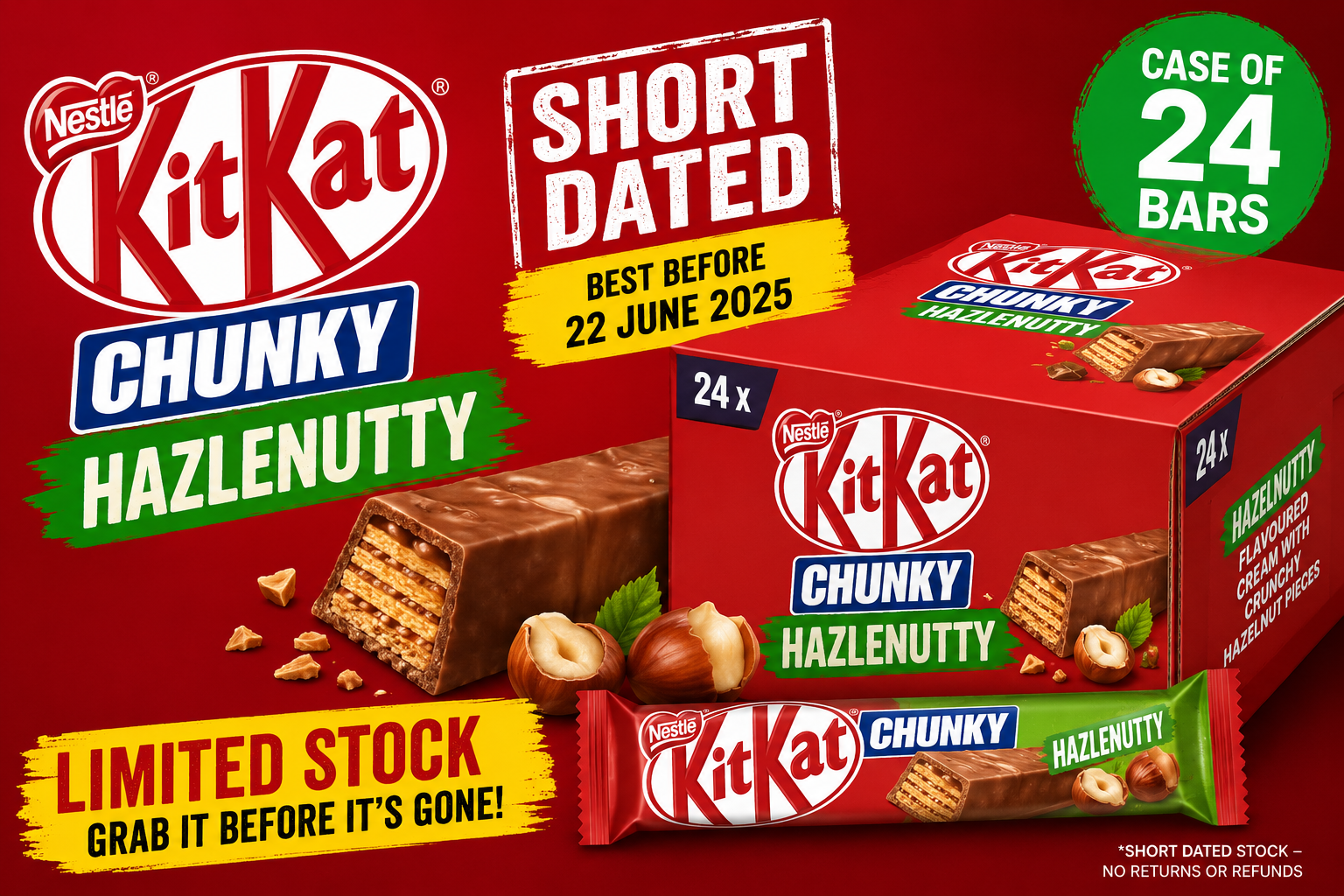 Kit Kat Chunky - Hazlenutty (Case of 24) *Short Dated