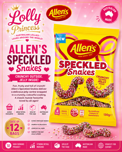 Allen's Lollies - Speckled Snakes (Case x12)