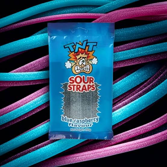 TNT Sour Blue Raspberry Straps 150gm — Case of 12