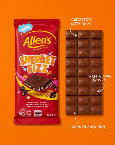 Australian Allen's Chocolate 170gm - Sherbert Fizz (Case of 12)