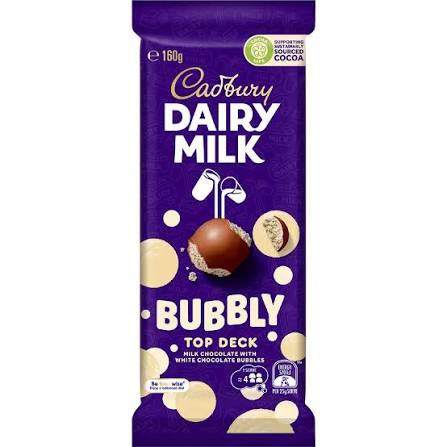 Australian Cadbury Block -  Top Deck Bubbly 160gm (Case of 15)