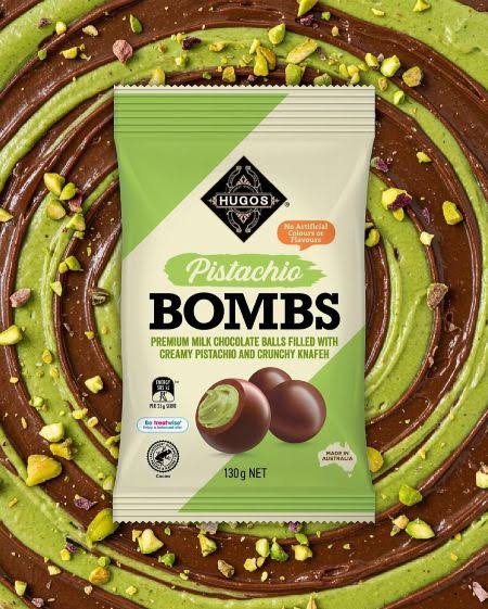 Australian Hugos Pistachio Bombs 130gm (Case of 12)