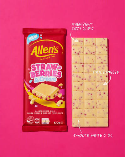 Australian Allen's Chocolate 170gm - Strawberries & Cream (Case of 12)