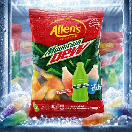 Allen's Lollies - Mt Dew Bottles 190gm (Case x12)