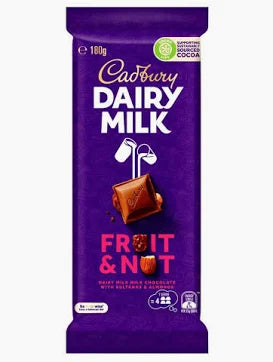 Australian Cadbury Block -  Fruit & Nut 180gm (Case of 15)