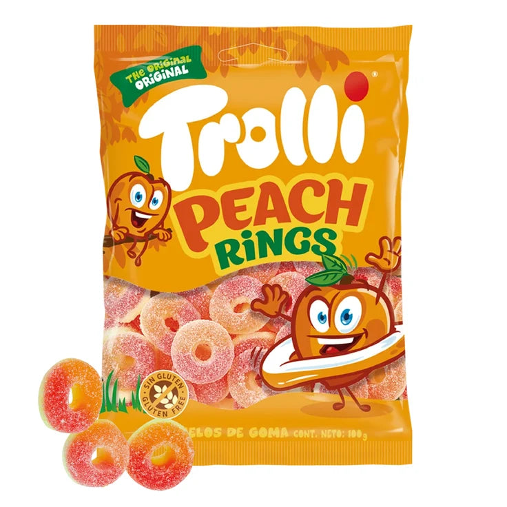 Trolli Peach Rings 100gm - (Case of 16)