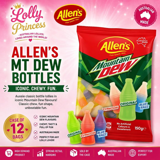 Allen's Lollies - Mt Dew Bottles 190gm (Case x12)